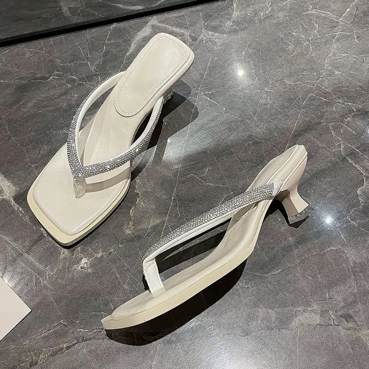 2023 Rhinestone Square Head Flip Flops Women — feature 29