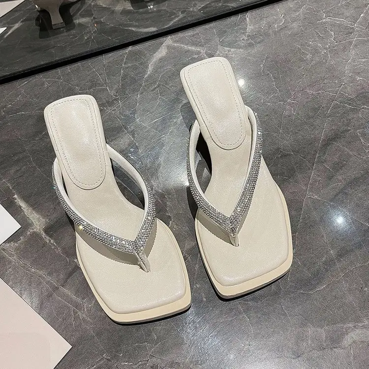 2023 Rhinestone Square Head Flip Flops Women — feature 31