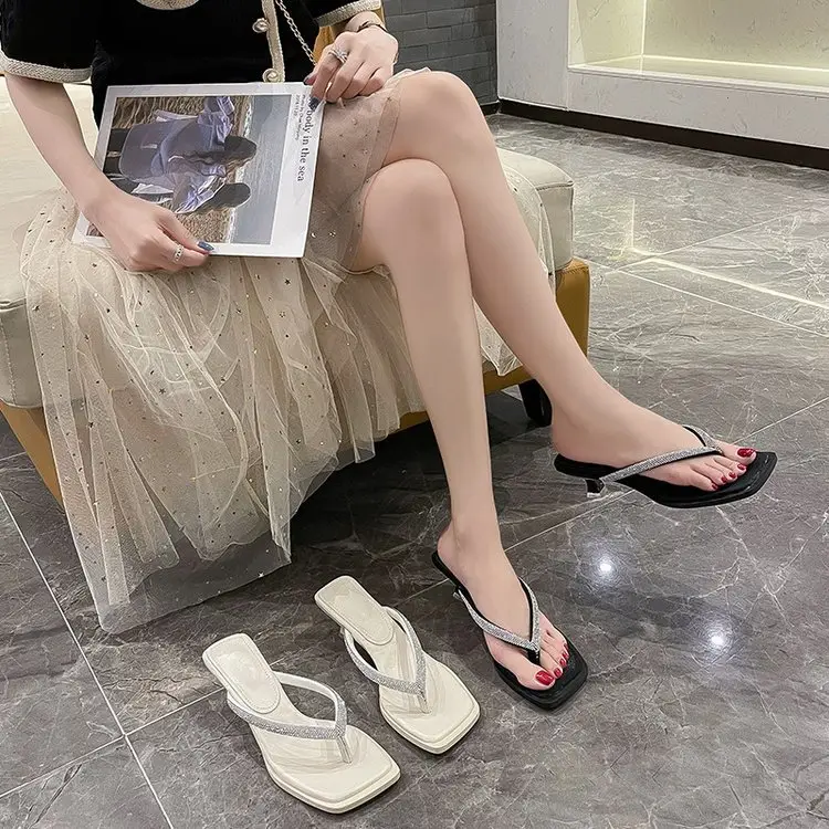 2023 Rhinestone Square Head Flip Flops Women — feature 8