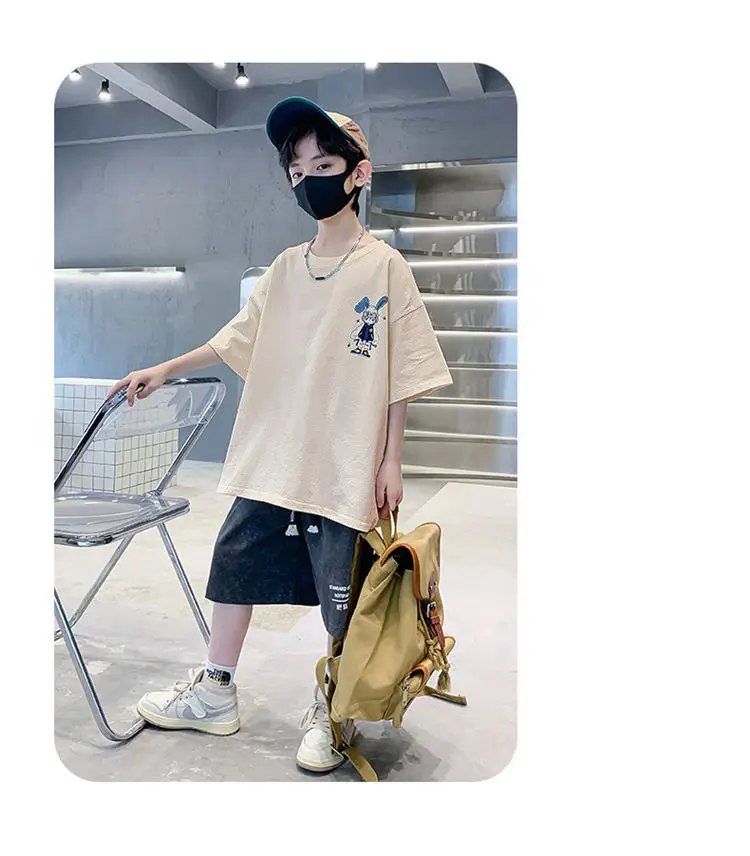 Boys Cotton Short Sleeve T-Shirt Pink Korean Style — feature 15