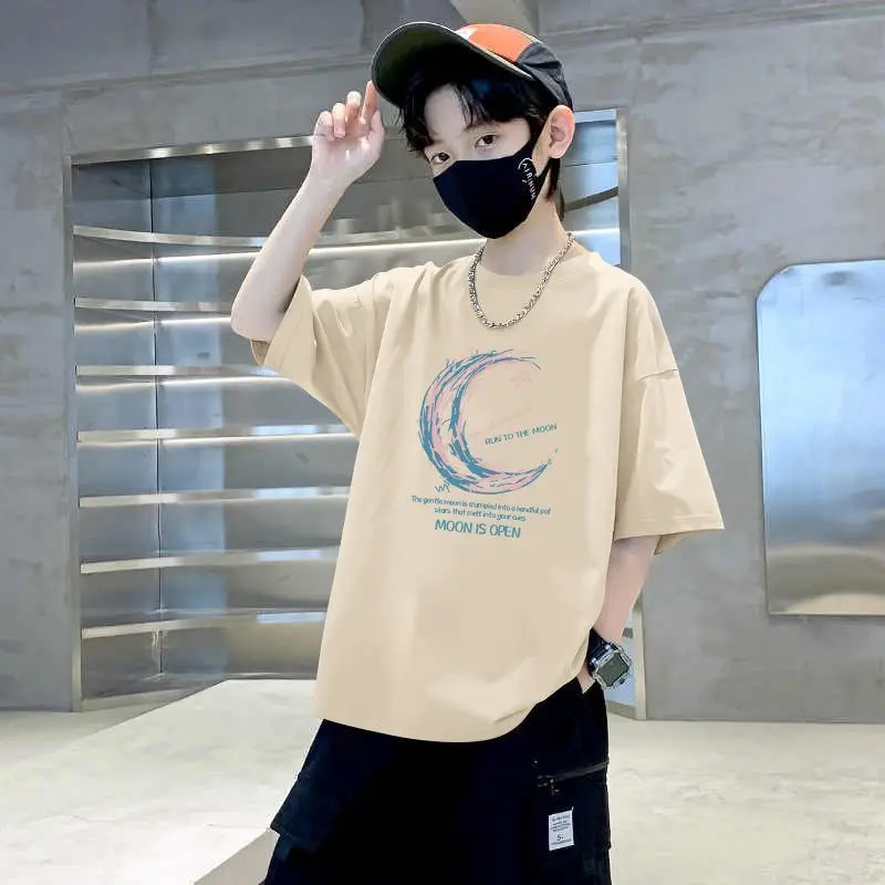 Boys Cotton Short Sleeve T-Shirt Pink Korean Style