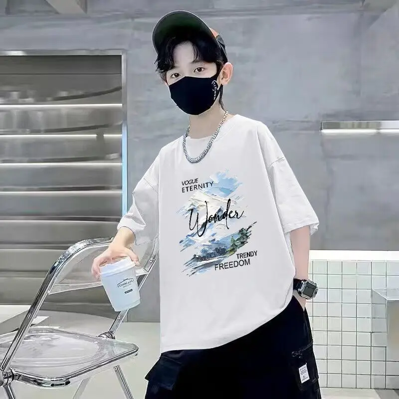 Boys Cotton Short Sleeve T-Shirt Pink Korean Style