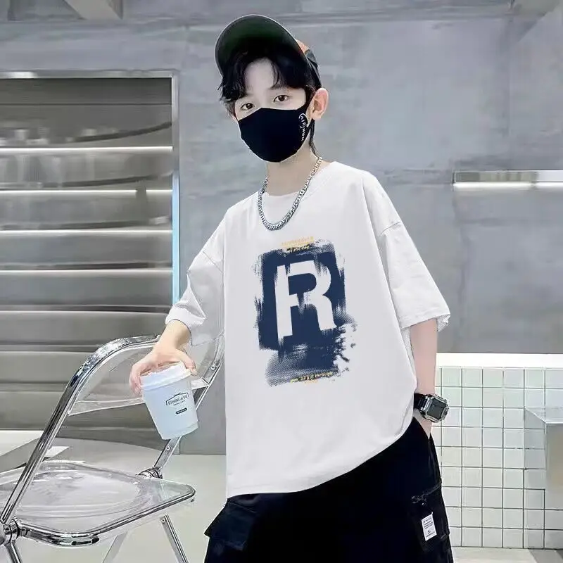 Boys Cotton Short Sleeve T-Shirt Pink Korean Style