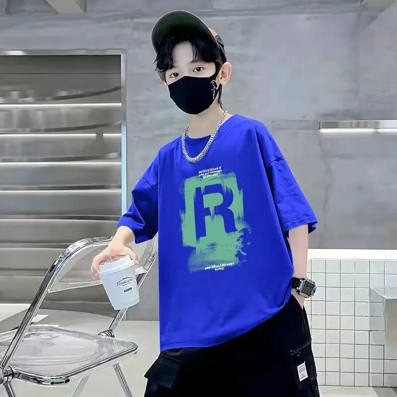 Boys Cotton Short Sleeve T-Shirt Pink Korean Style