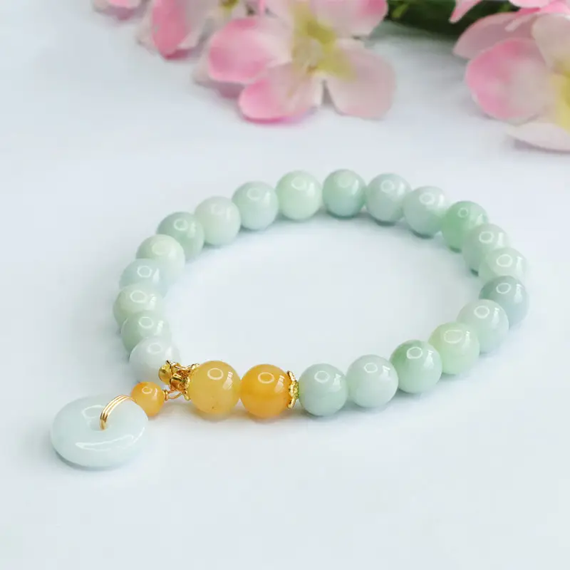 Guan Yu Natural Jade Bracelet Earring Hooks Three-Piece Set