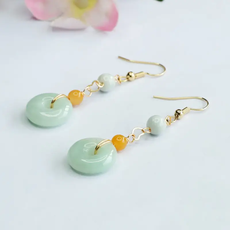 Guan Yu Natural Jade Bracelet Earring Hooks Three-Piece Set — feature 8