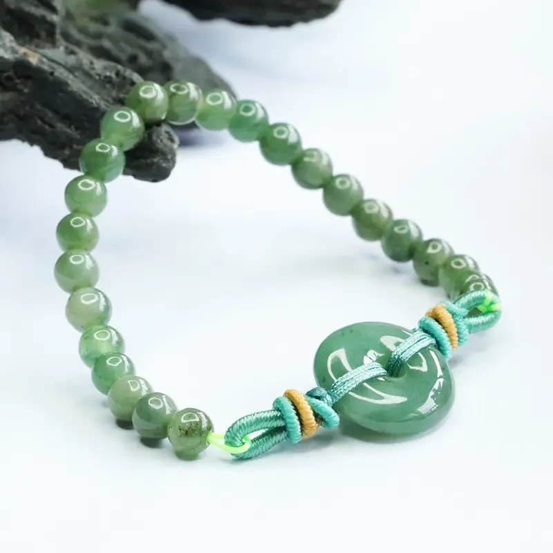 Green Jade Peace Buckle Bracelet Myanmar A-Grade - Image 2