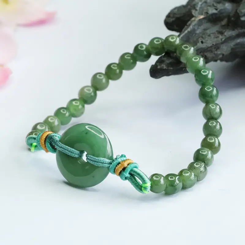 Green Jade Peace Buckle Bracelet Myanmar A-Grade - Image 3