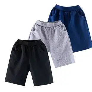Children's Cotton Middle Shorts Black Gray Blue Summer Casual — feature 5