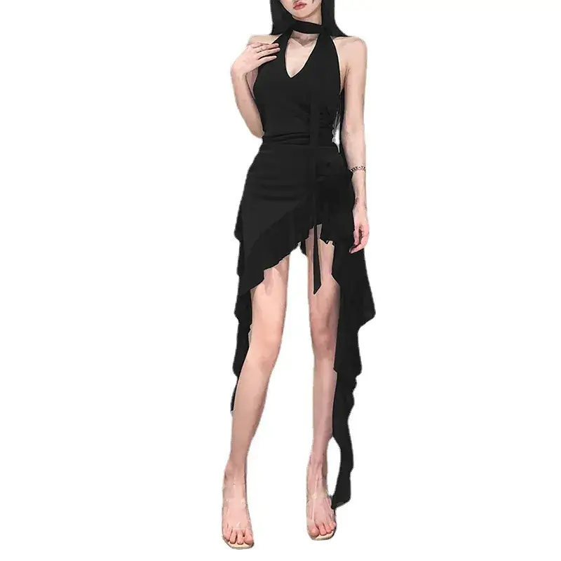 Red Backless Slim Fit Neck Dress for Women