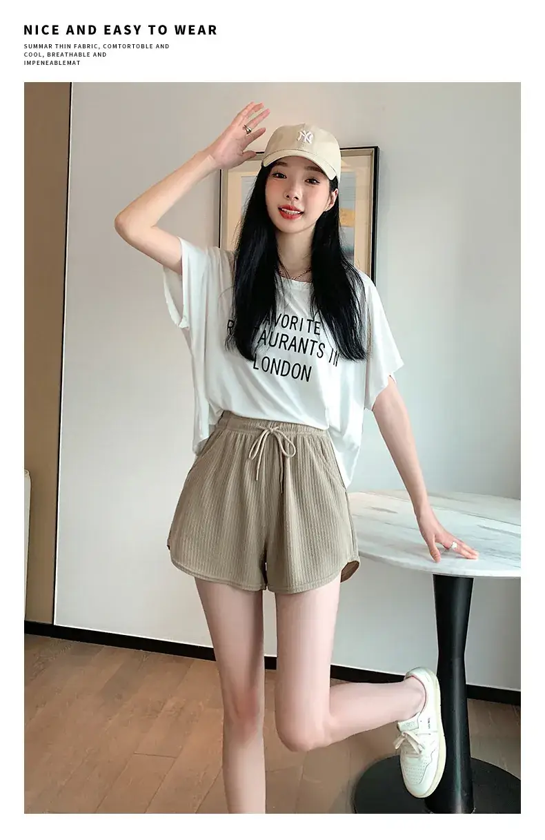 2025 Summer Thin Fitness Running Shorts Women Loose Casual Large Size Wide Leg Pants High Waist a Line Sports Hot Pants — feature 12