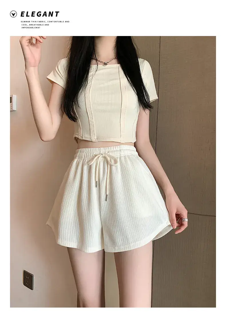 2025 Summer Thin Fitness Running Shorts Women Loose Casual Large Size Wide Leg Pants High Waist a Line Sports Hot Pants — feature 15