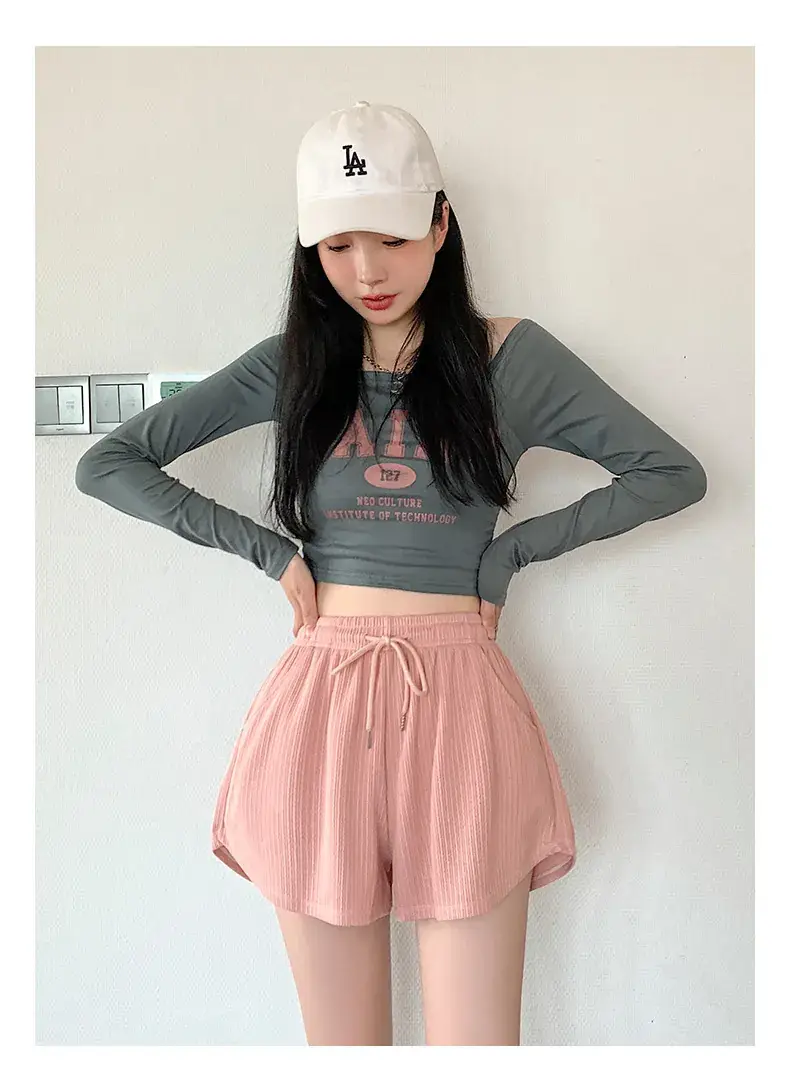 2025 Summer Thin Fitness Running Shorts Women Loose Casual Large Size Wide Leg Pants High Waist a Line Sports Hot Pants — feature 16
