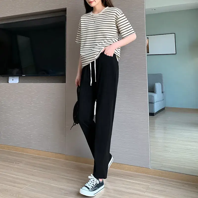 Washed Tencel Denim Nine Point Pants Women's Slim Fit Summer - Image 2