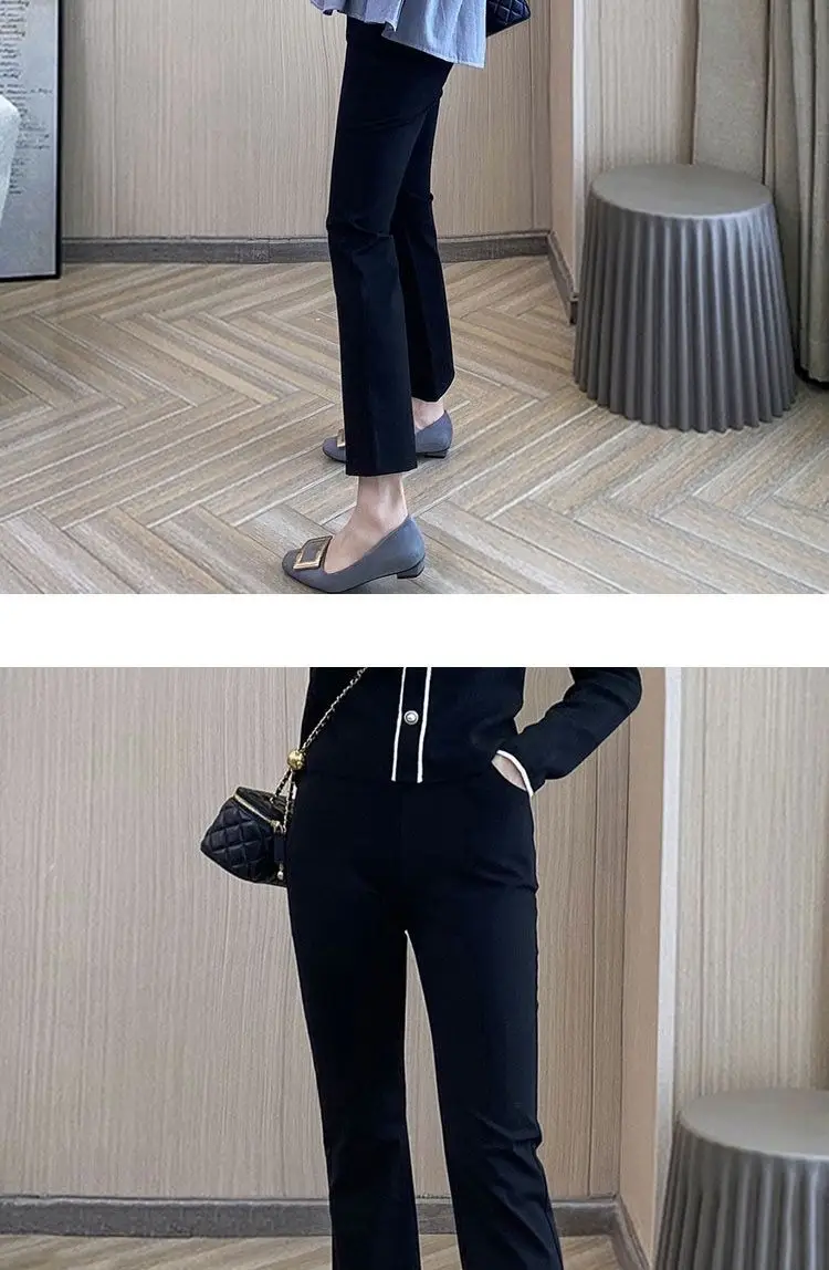Women Slim Fit Cropped Pants Black Spring Summer — feature 14