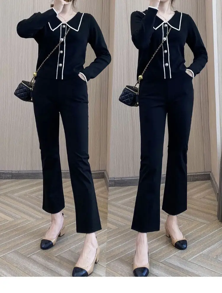 Women Slim Fit Cropped Pants Black Spring Summer — feature 16