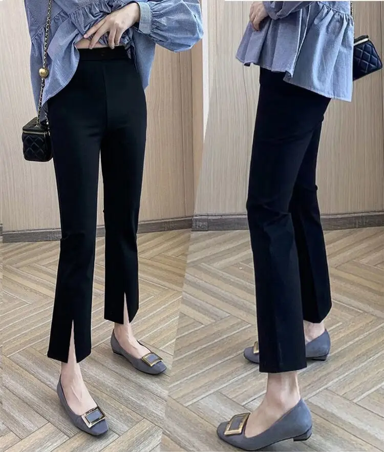 Women Slim Fit Cropped Pants Black Spring Summer — feature 19