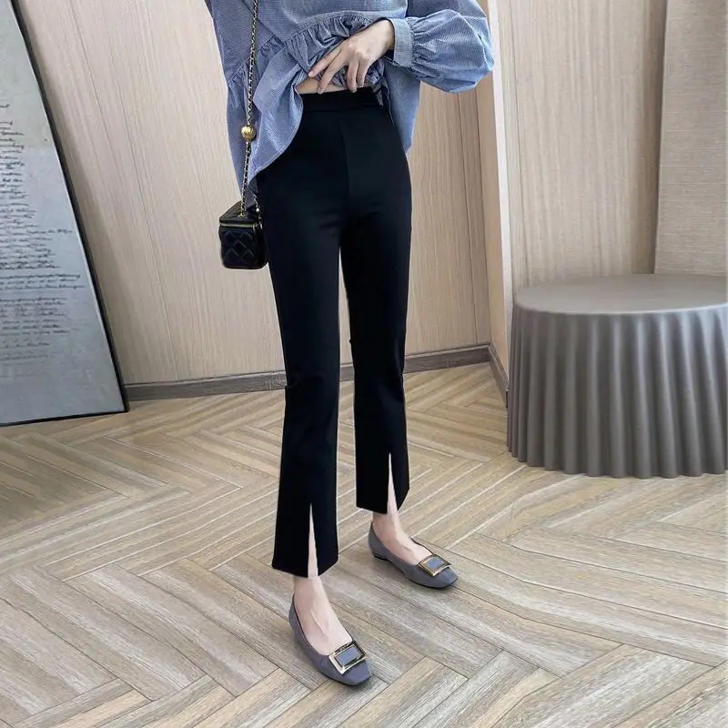 Women Slim Fit Cropped Pants Black Spring Summer — feature 20