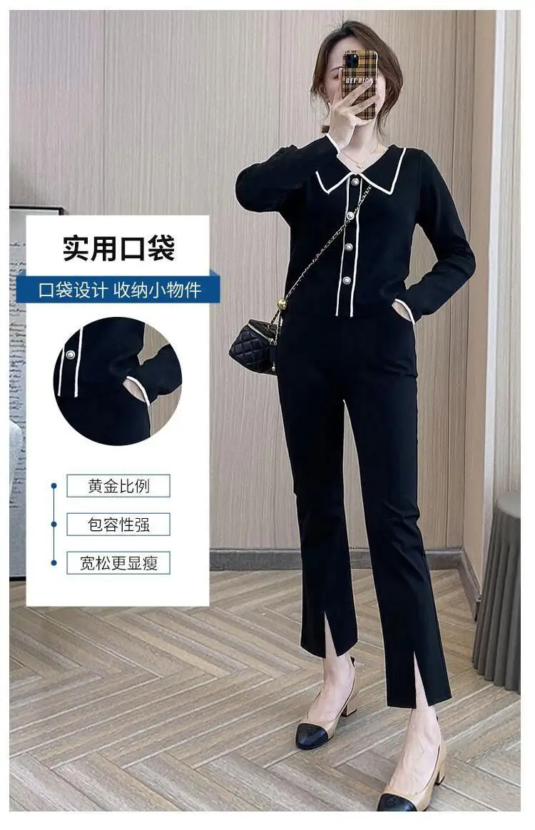 Women Slim Fit Cropped Pants Black Spring Summer — feature 22