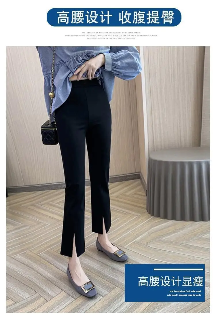 Women Slim Fit Cropped Pants Black Spring Summer — feature 24