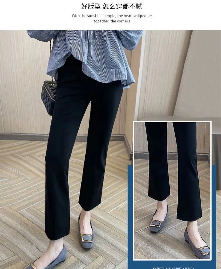 Women Slim Fit Cropped Pants Black Spring Summer — feature 4