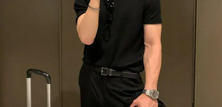Men's Brown Ribbed Polo Short Sleeve Loose Casual Summer T-Shirt Bottoming Shirt — feature 60