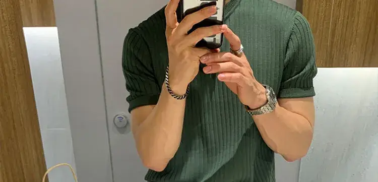 Men's Brown Ribbed Polo Short Sleeve Loose Casual Summer T-Shirt Bottoming Shirt — feature 68