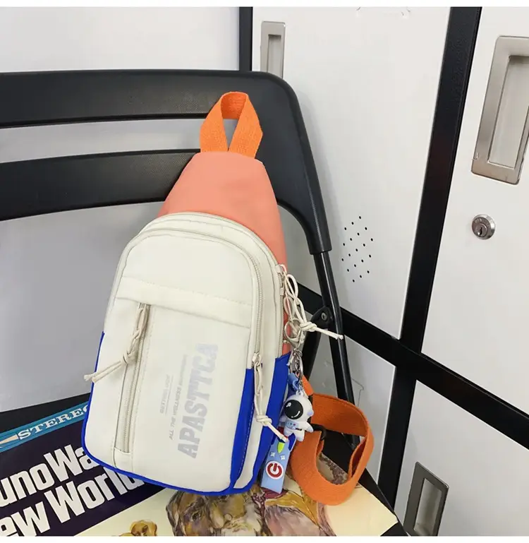 Women's Trendy Crossbody Backpack Orange White Sports Student Bag — feature 20
