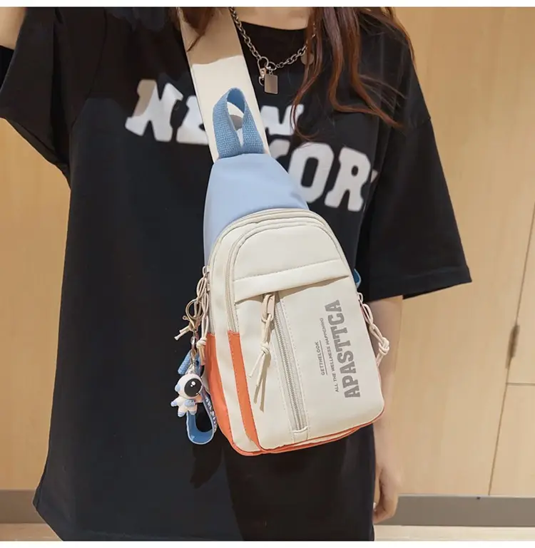 Women's Trendy Crossbody Backpack Orange White Sports Student Bag — feature 21