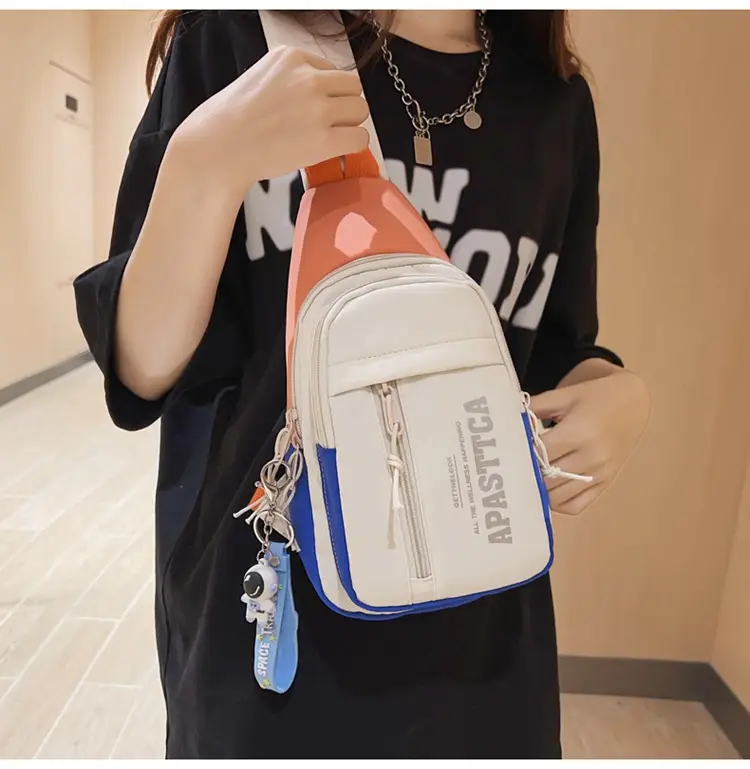 Women's Trendy Crossbody Backpack Orange White Sports Student Bag — feature 24
