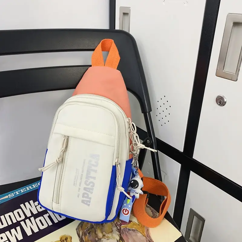 Women's Trendy Crossbody Backpack Orange White Sports Student Bag - Image 2