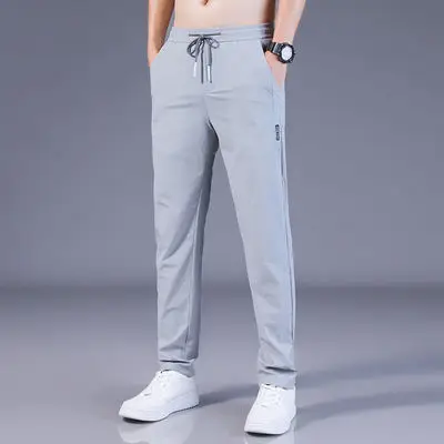 Ice silk straight tube light gray [trousers]]