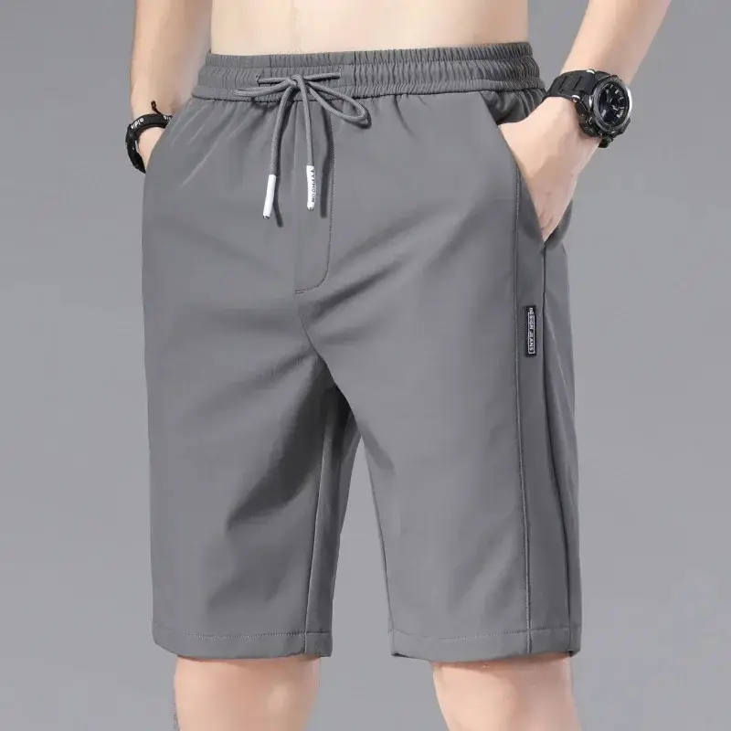 Plus Size Black Ice Silk Casual Pants for Men - Image 30