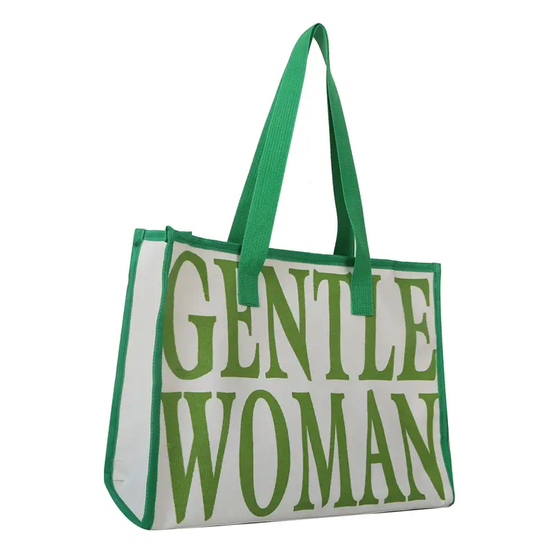 Green Letter Canvas Tote Bag for Women 2023 - Image 8