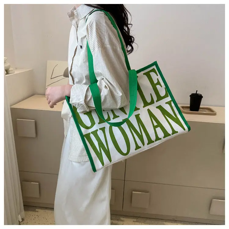 Green Letter Canvas Tote Bag for Women 2023 — feature 10