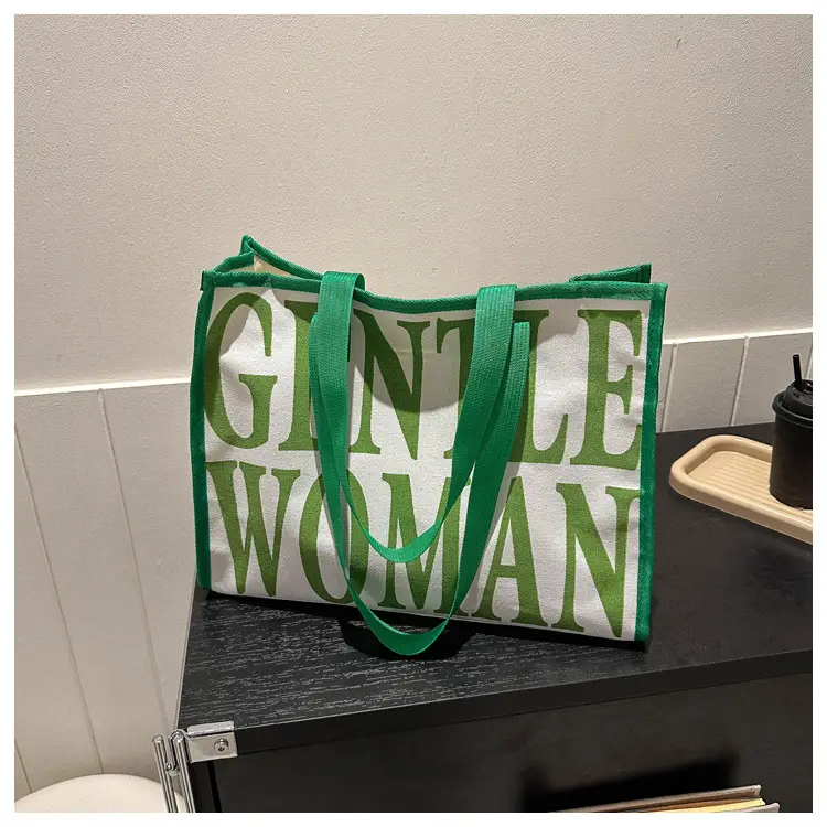 Green Letter Canvas Tote Bag for Women 2023 — feature 17