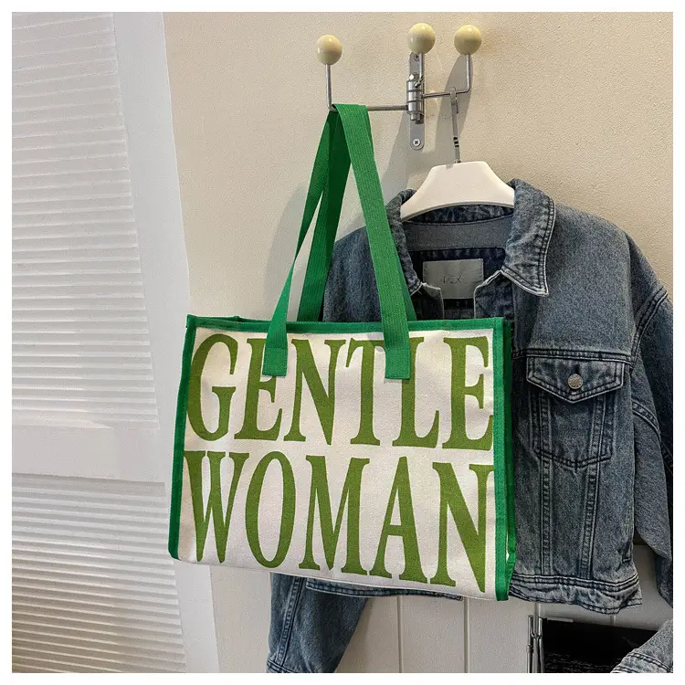 Green Letter Canvas Tote Bag for Women 2023 — feature 20