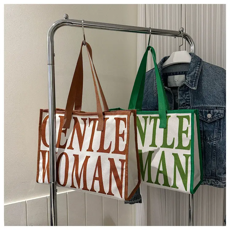 Green Letter Canvas Tote Bag for Women 2023 — feature 23