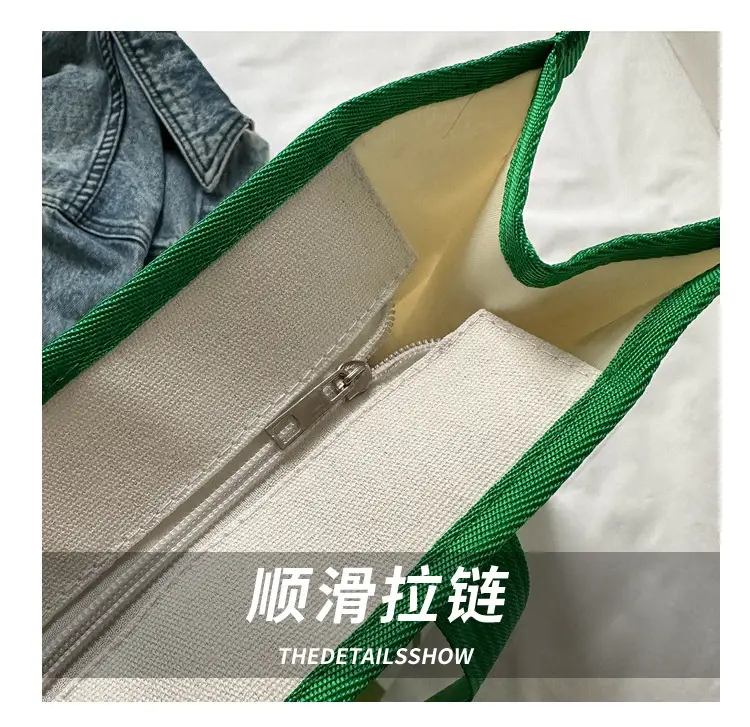 Green Letter Canvas Tote Bag for Women 2023 — feature 7