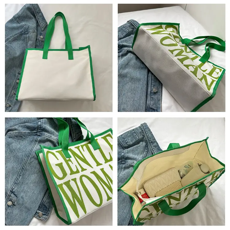 Green Letter Canvas Tote Bag for Women 2023 — feature 9