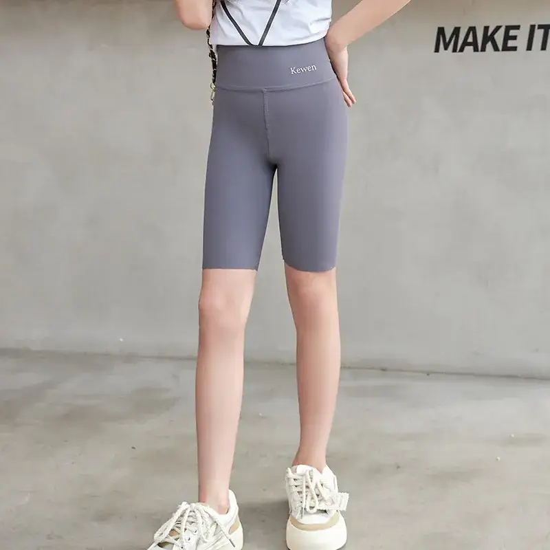 Girls Yoga Knee Length High Waist Leggings Black - Image 2