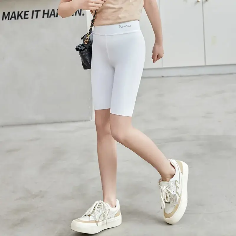 Girls Yoga Knee Length High Waist Leggings Black - Image 3