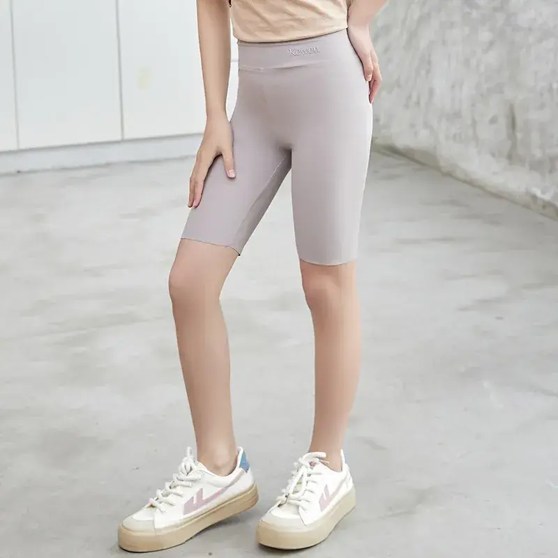 Girls Yoga Knee Length High Waist Leggings Black - Image 5
