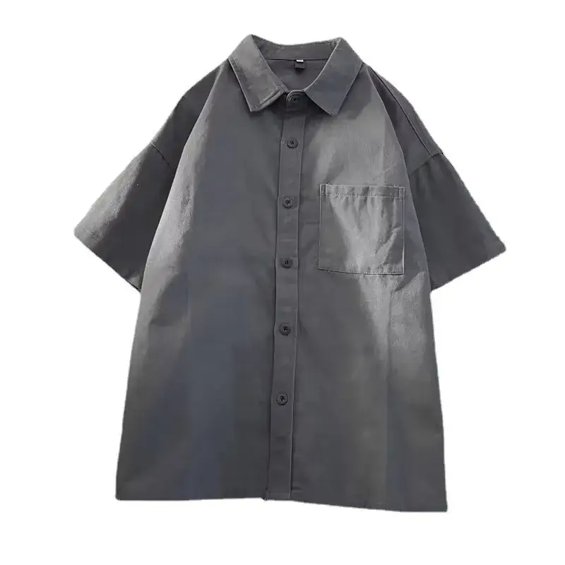 Black Half Sleeve Square Collar Shirt for Men - Image 9