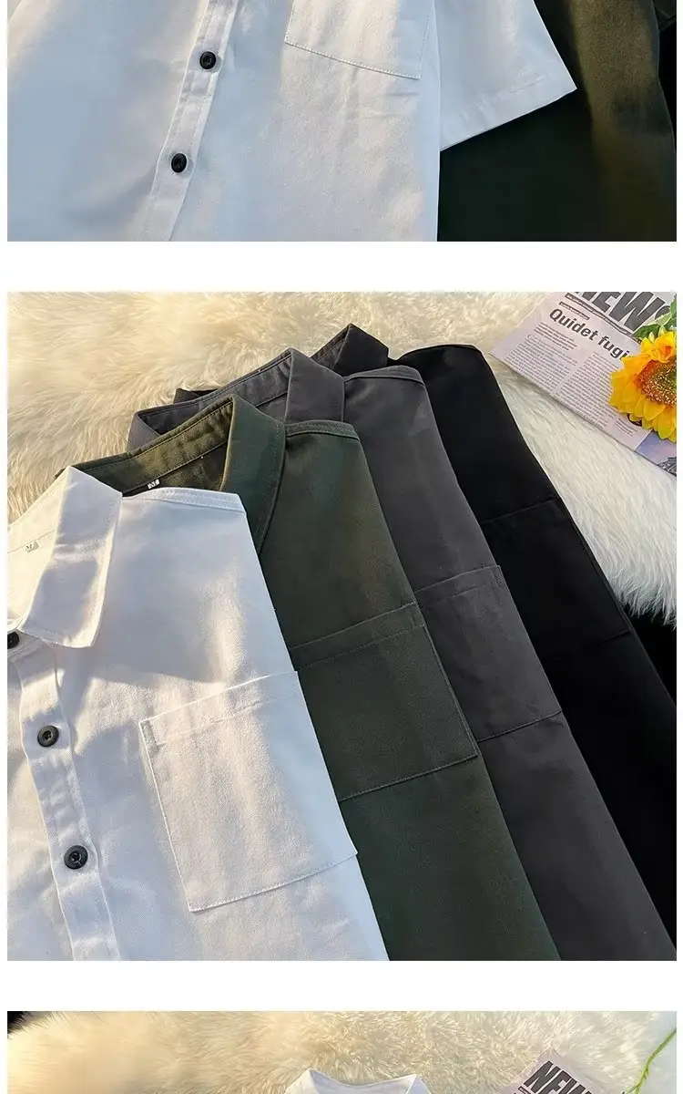 Black Half Sleeve Square Collar Shirt for Men — feature 10