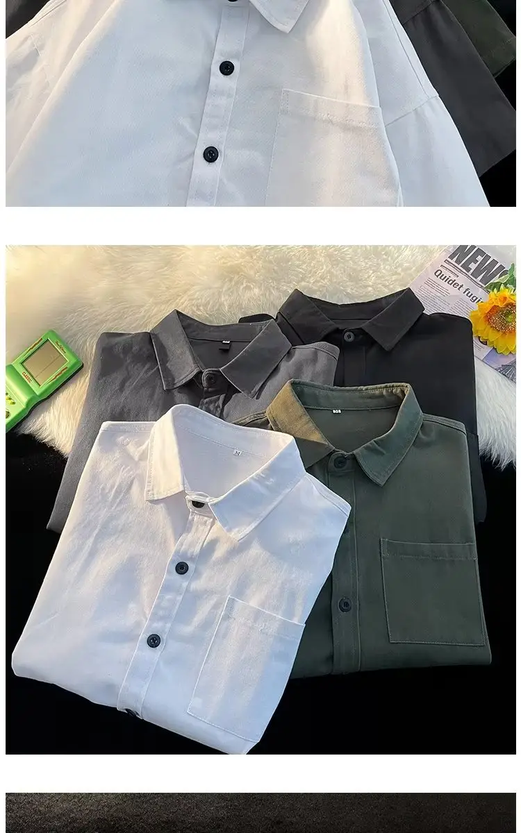 Black Half Sleeve Square Collar Shirt for Men — feature 8