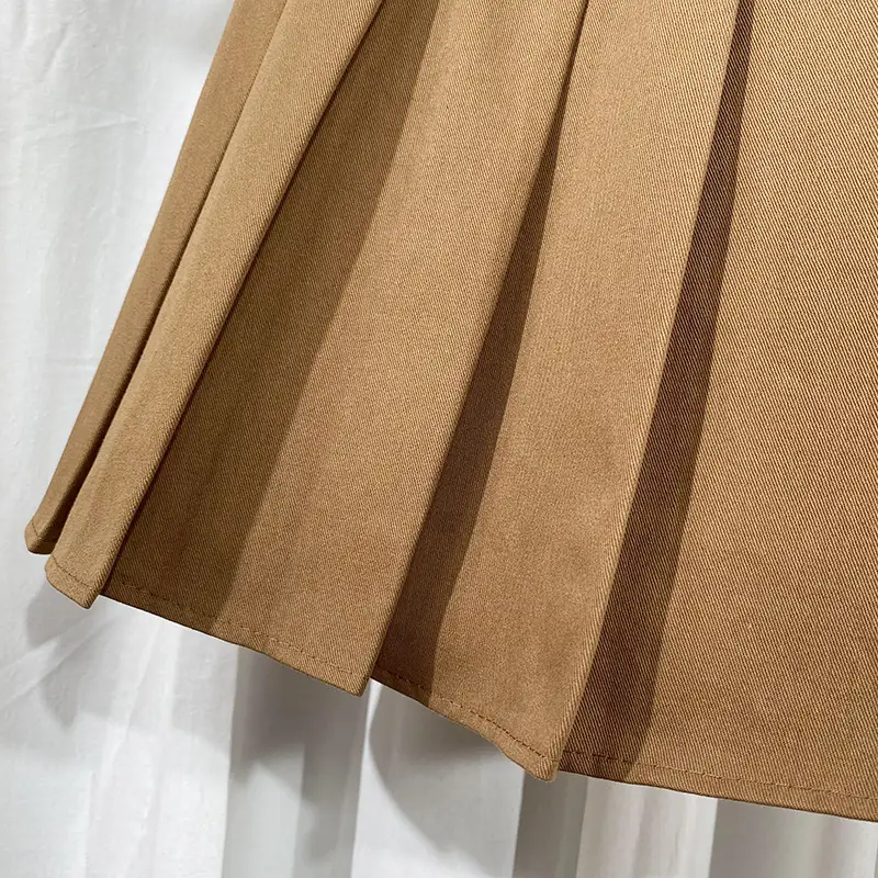 Hot Girl Pleated Skirt with Belt High Waist — feature 10