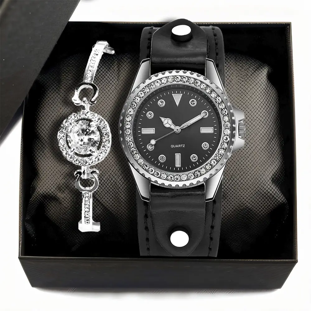 Green Water Dial Women's Quartz Watch Set