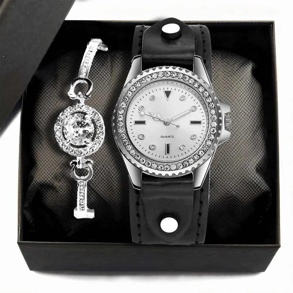 Green Water Dial Women's Quartz Watch Set