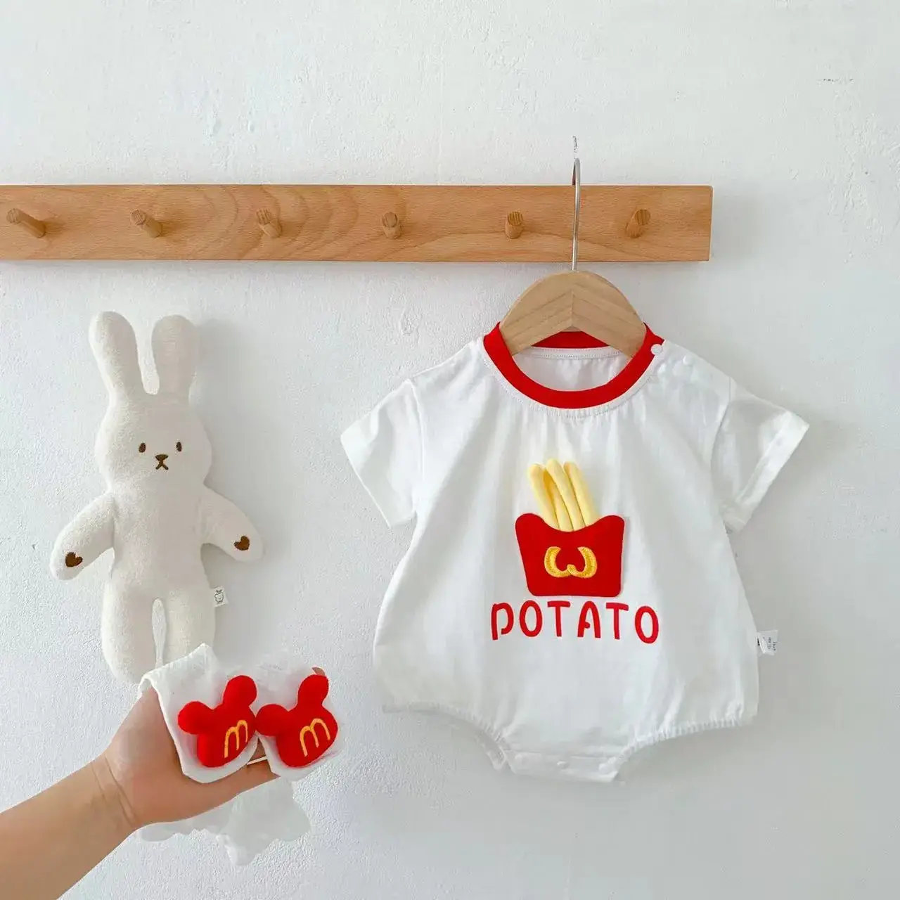 Newborn Baby Short Sleeve Bag Fat Clothes White - Image 4